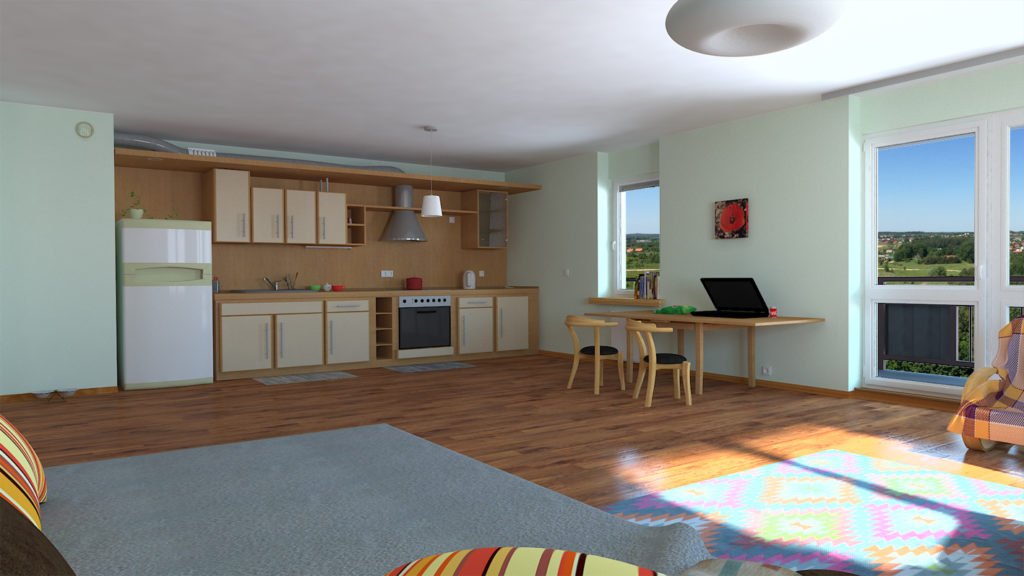 3d resndered image of kitchen