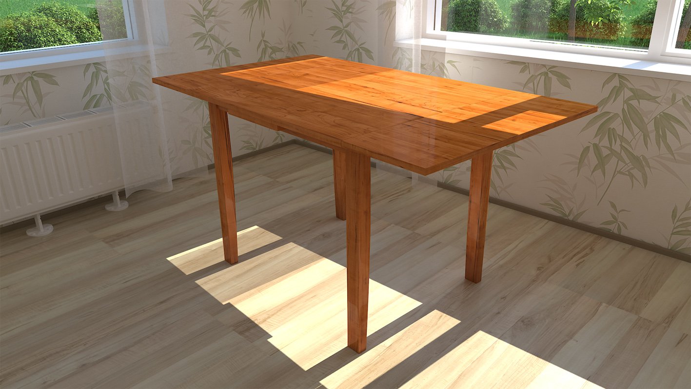 3d rendered table image with realistic vray wood material