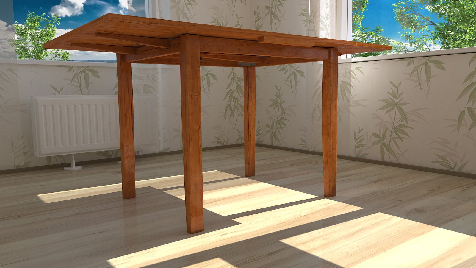 3d rendered table image with realistic vray wood material