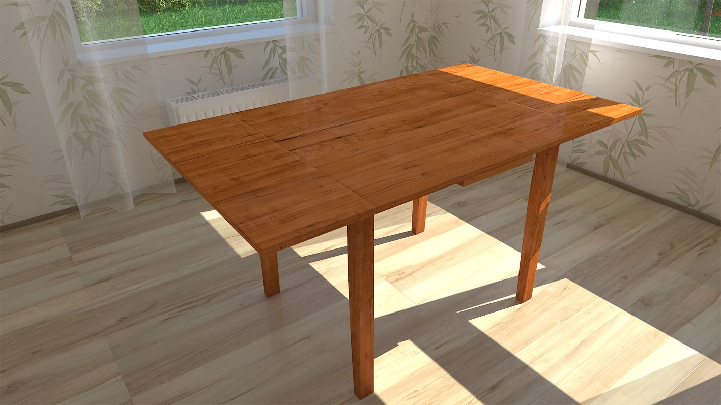 3d rendered table image with realistic vray wood material