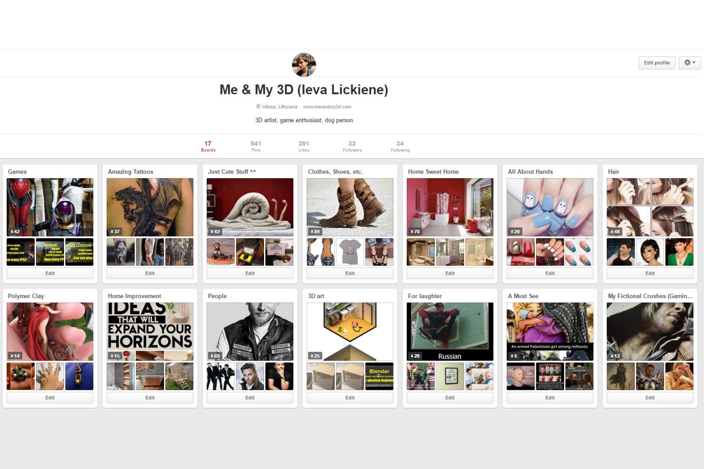 me and my 3D social page on Pinterest