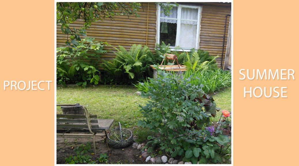 Summer House, yellow wall, old house, Ferns, Well